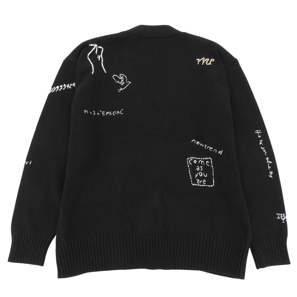 MAISON SPECIAL メゾンスペシャル コットン ナイロン ライフワードエンブロイダリー ニットカーディガン トップス レディース ブラック F トップス