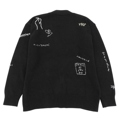 MAISON SPECIAL メゾンスペシャル コットン ナイロン ライフワードエンブロイダリー ニットカーディガン トップス レディース ブラック F トップス
