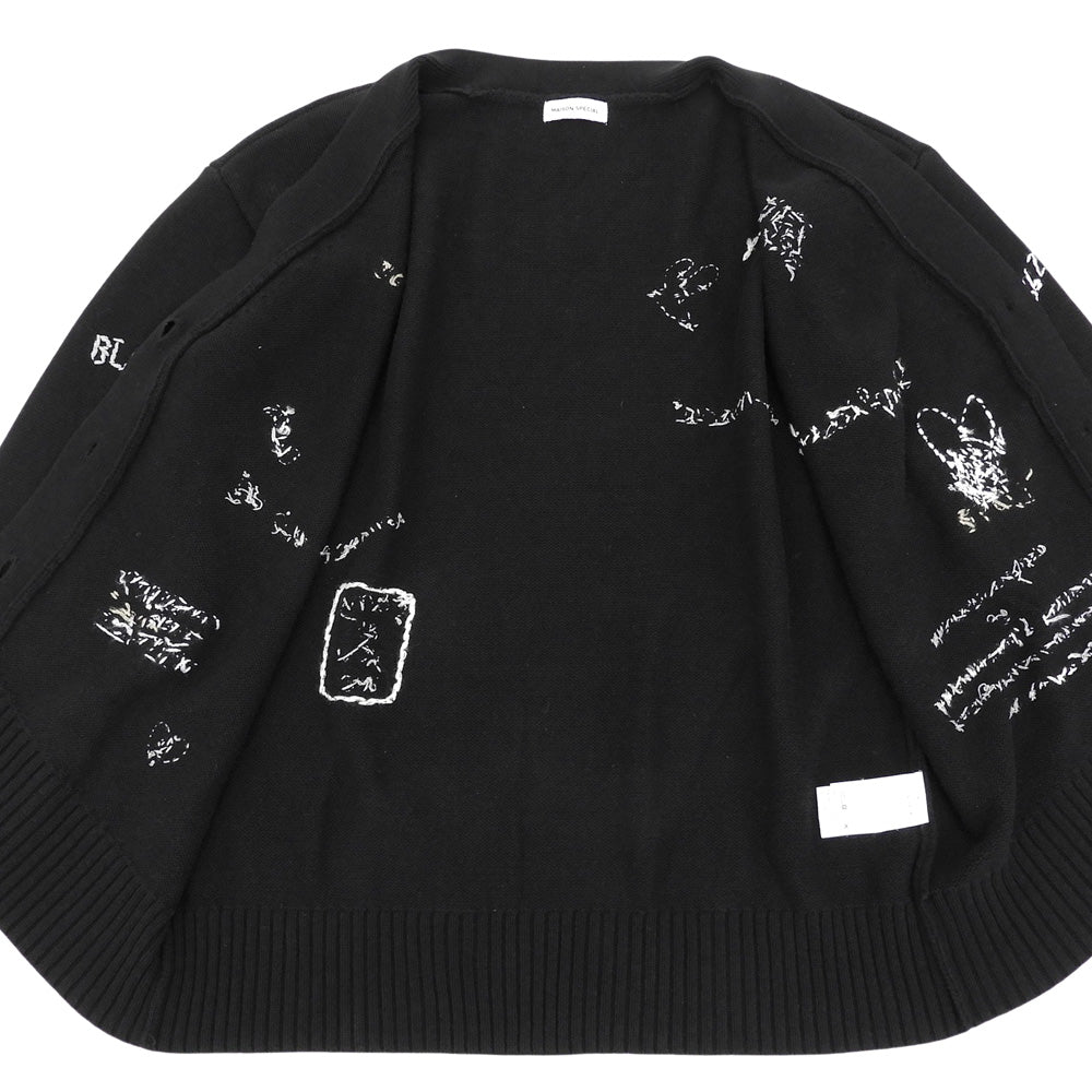 MAISON SPECIAL メゾンスペシャル コットン ナイロン ライフワードエンブロイダリー ニットカーディガン トップス レディース ブラック F トップス
