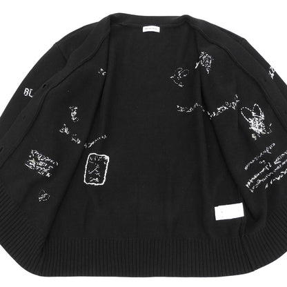 MAISON SPECIAL メゾンスペシャル コットン ナイロン ライフワードエンブロイダリー ニットカーディガン トップス レディース ブラック F トップス
