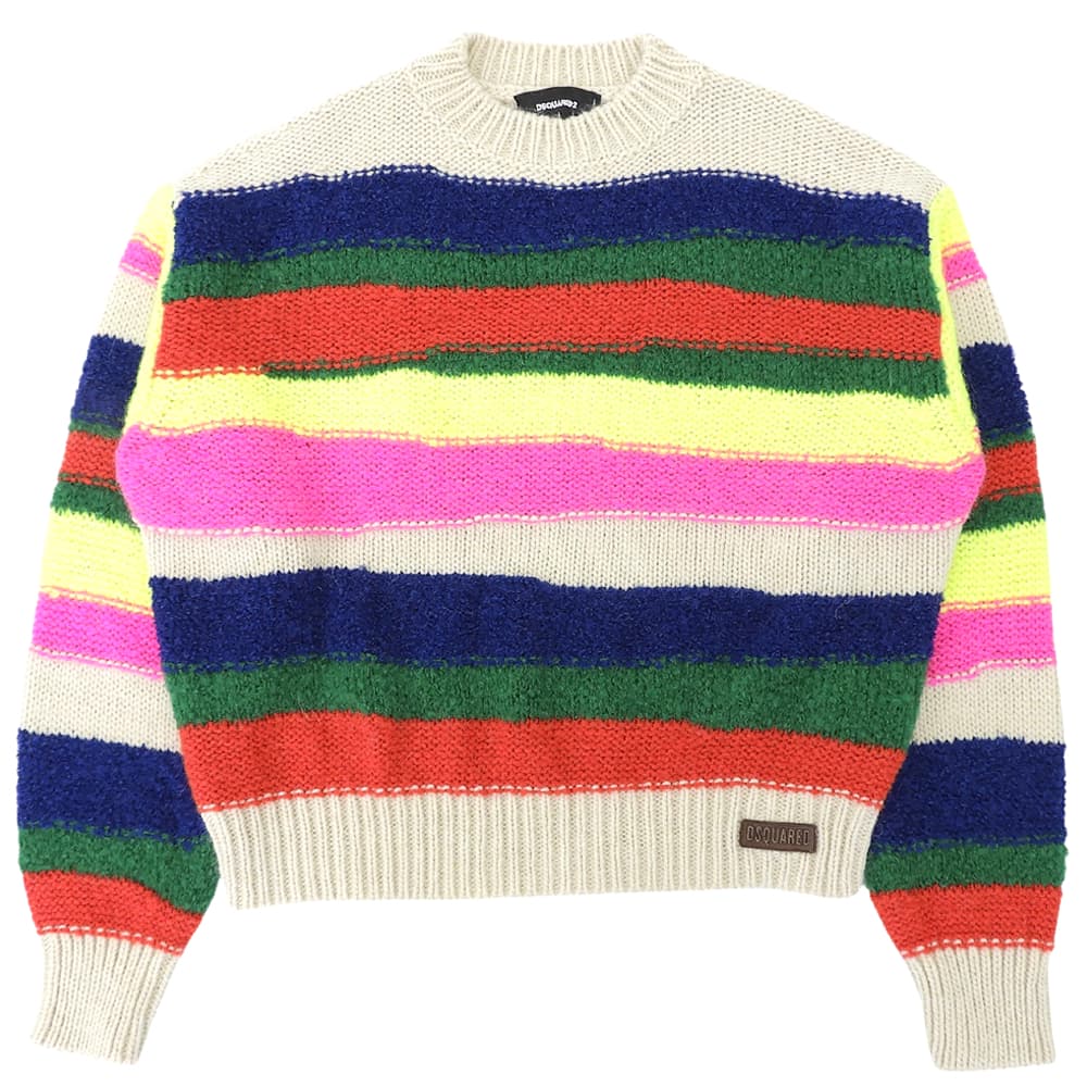 DSQUARED2 ディースクエアード ボーダー クルーネックニット トップス レディース マルチカラー L S75HA1218 トップス