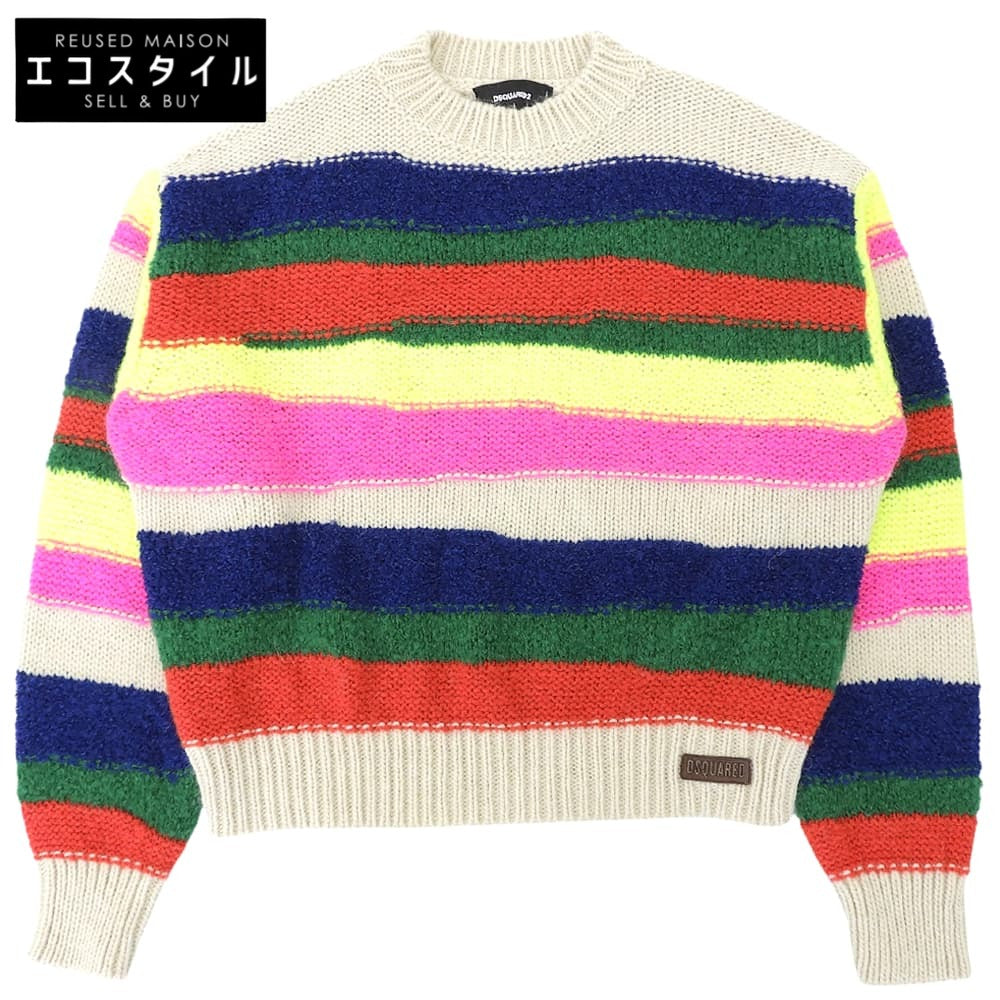 DSQUARED2 ディースクエアード ボーダー クルーネックニット トップス レディース マルチカラー L S75HA1218 トップス