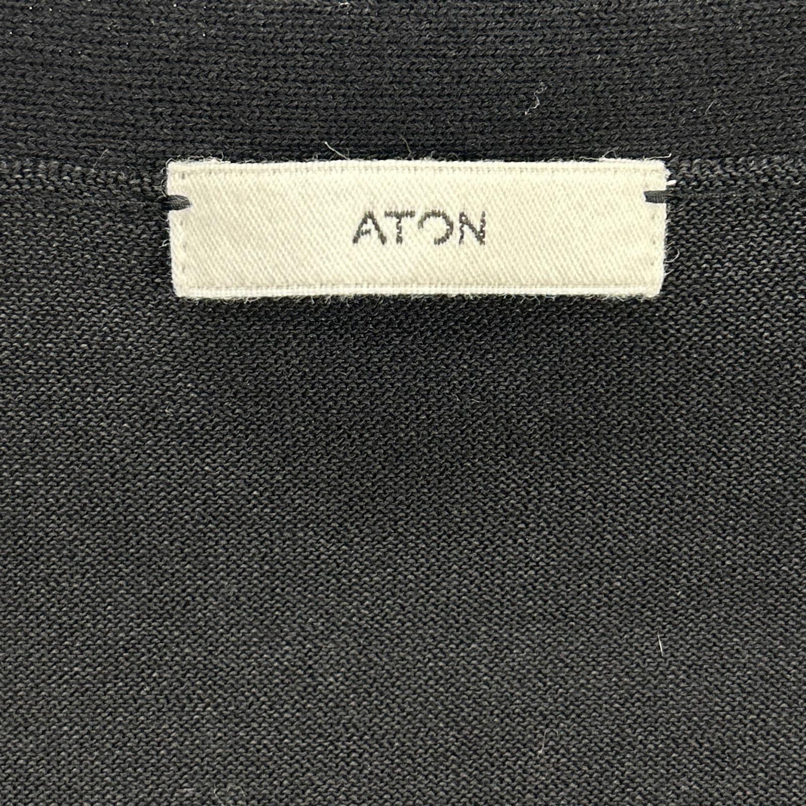ATON エイトン 25年製 ブラック オーバーサイズニットカーディガン トップス