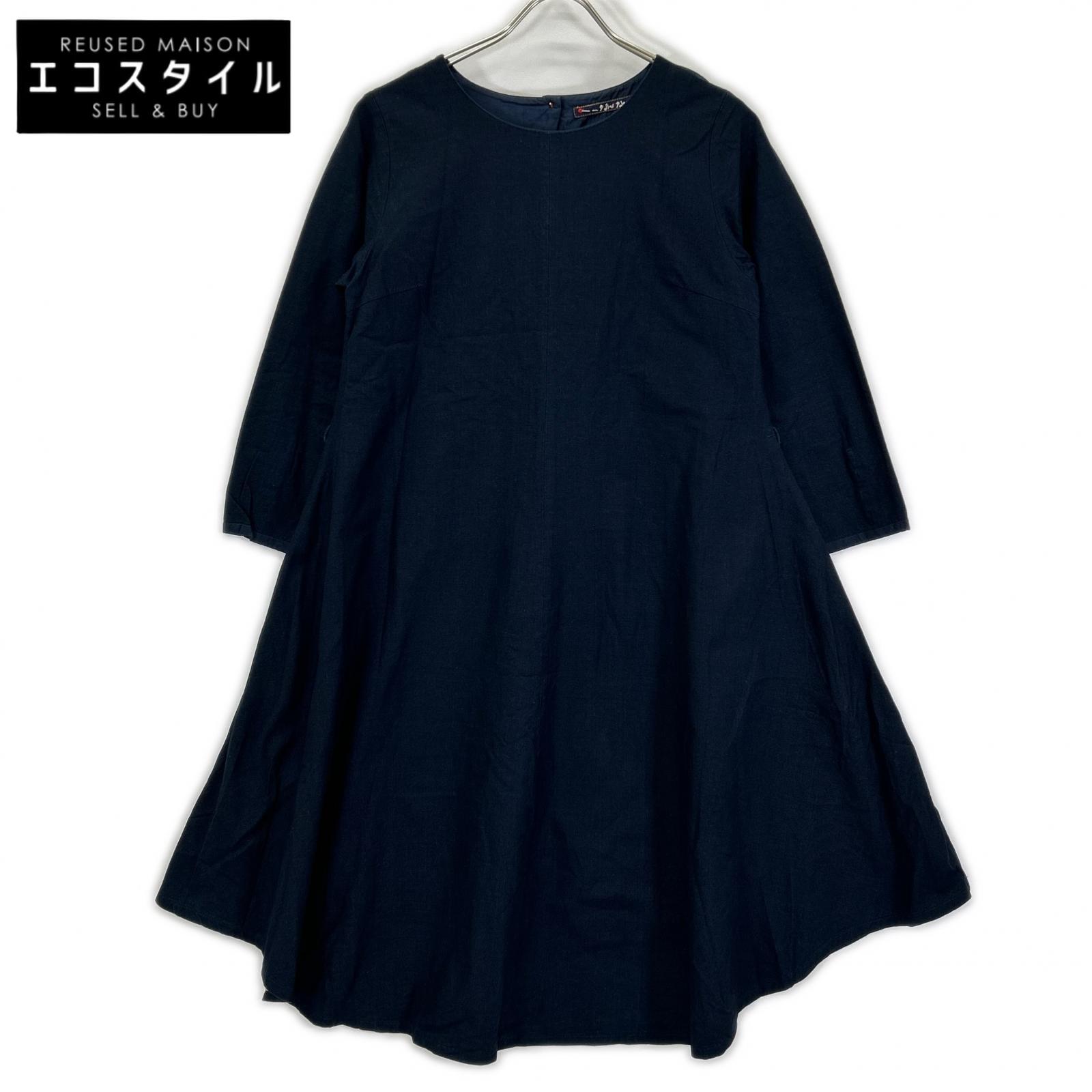 Pallas Palace パラスパレス ネイビー コットン ノーカラー ロングスリーブ ワンピース ワンピース