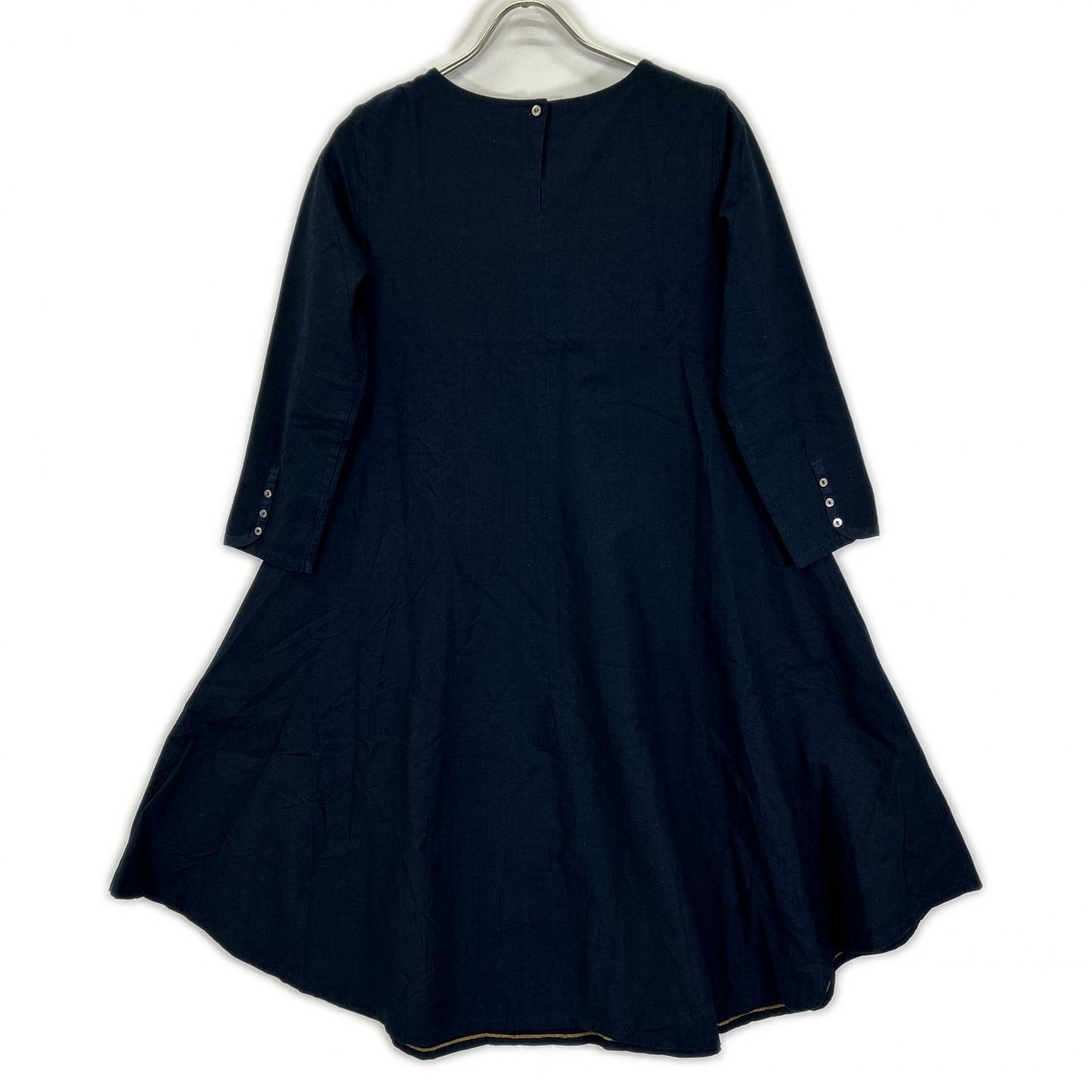 Pallas Palace パラスパレス ネイビー コットン ノーカラー ロングスリーブ ワンピース ワンピース