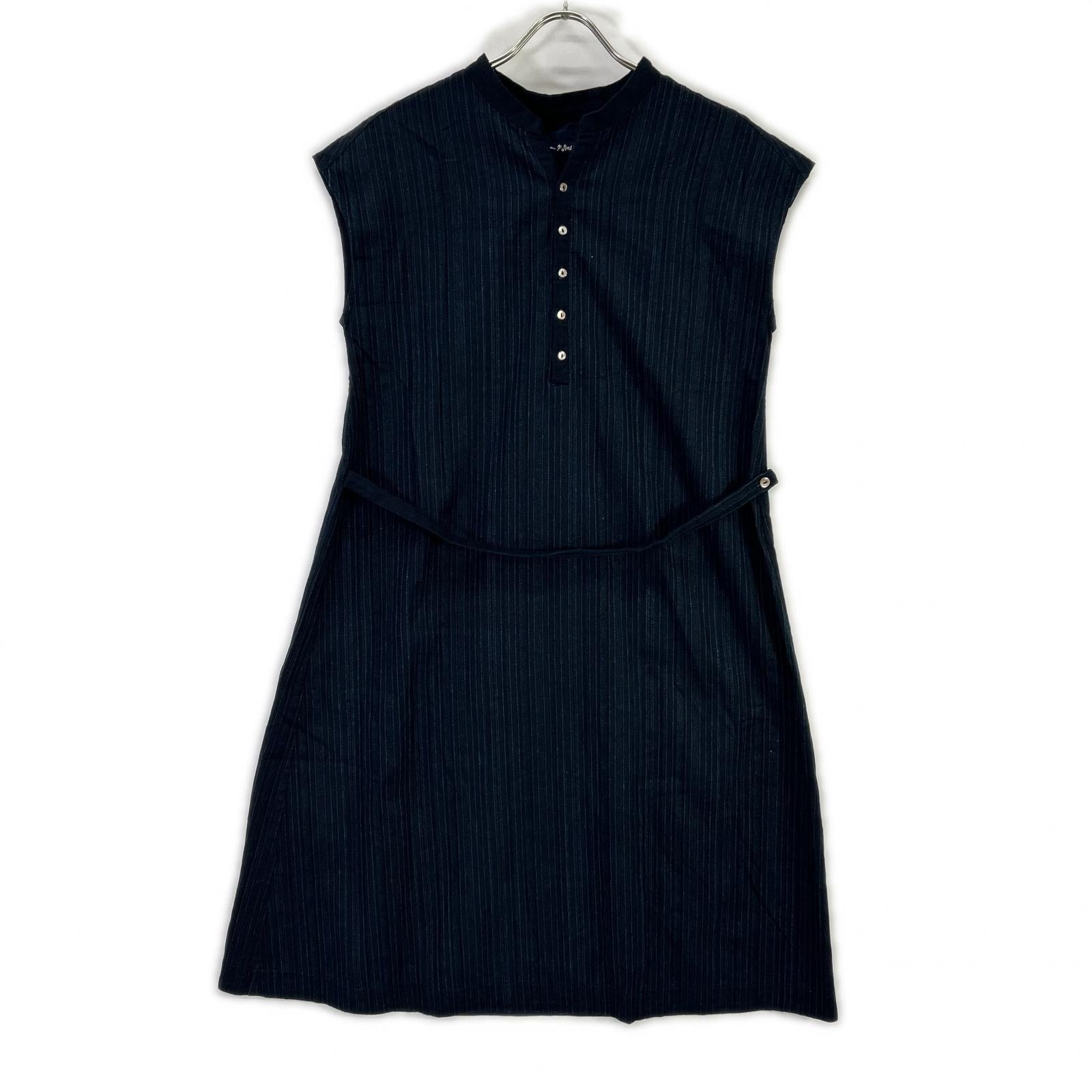 Pallas Palace PFOP-9485B Indigo Aizome Striped-Weave Cotton Dress