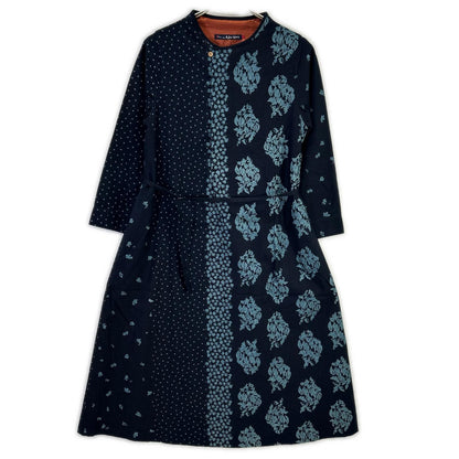 Pallas Palace PFOP-8618D Indigo Aizome Dot × Botanical Front-Button Dress