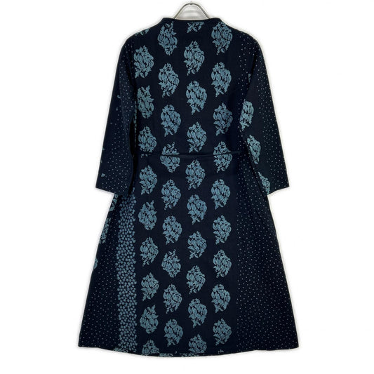 Pallas Palace PFOP-8618D Indigo Aizome Dot × Botanical Front-Button Dress