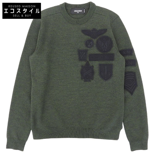DSQUARED2 ディースクエアード ワッペン ニット ウール トップス メンズ グリーン XS トップス