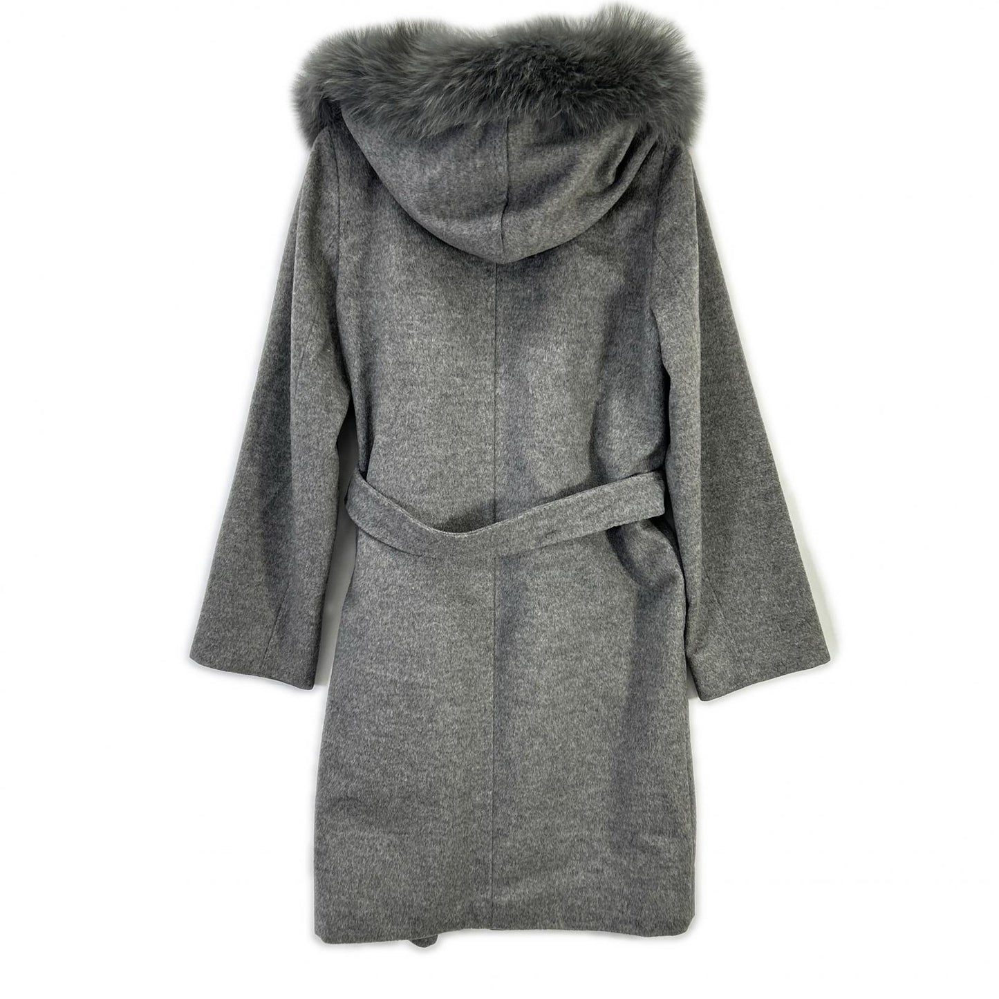 MAXMARA STUDIO マックスマーラスタジオ 73136 グレー フォックスファー付き ウールコート コート