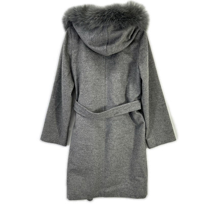 MAXMARA STUDIO マックスマーラスタジオ 73136 グレー フォックスファー付き ウールコート コート