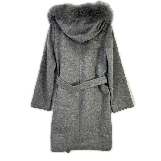 MAXMARA STUDIO マックスマーラスタジオ 73136 グレー フォックスファー付き ウールコート コート