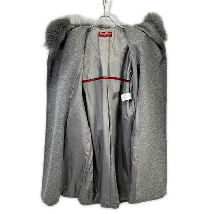 MAXMARA STUDIO マックスマーラスタジオ 73136 グレー フォックスファー付き ウールコート コート