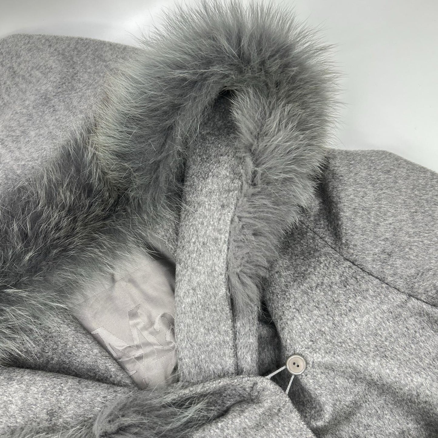 MAXMARA STUDIO マックスマーラスタジオ 73136 グレー フォックスファー付き ウールコート コート