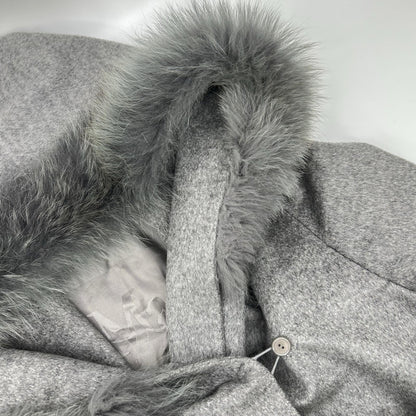 MAXMARA STUDIO マックスマーラスタジオ 73136 グレー フォックスファー付き ウールコート コート