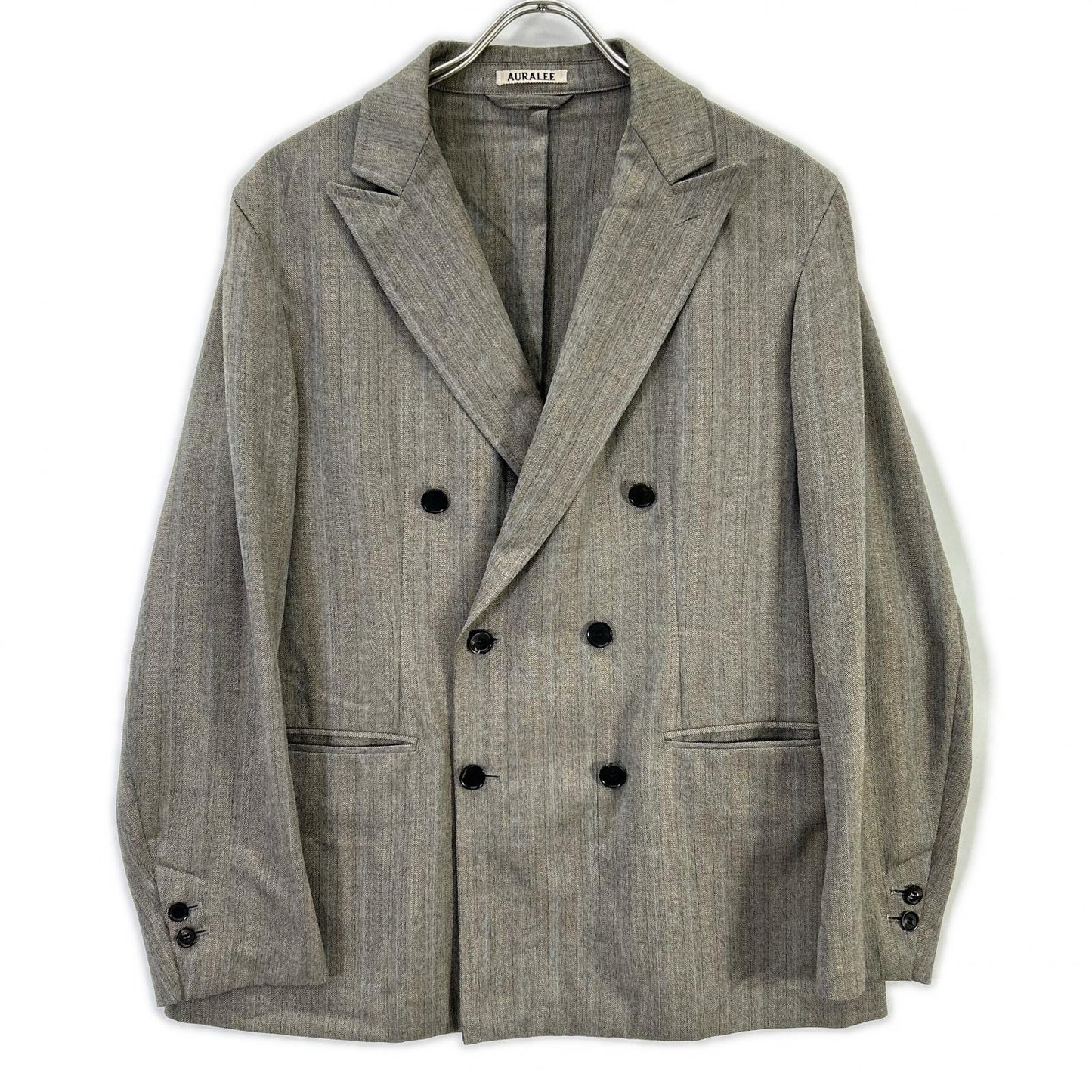 AURALEE オーラリー A8SJ01WH グレー WOOL SILK HERRINGBONE DOUBLE-BREASTED JACKET ジャケット