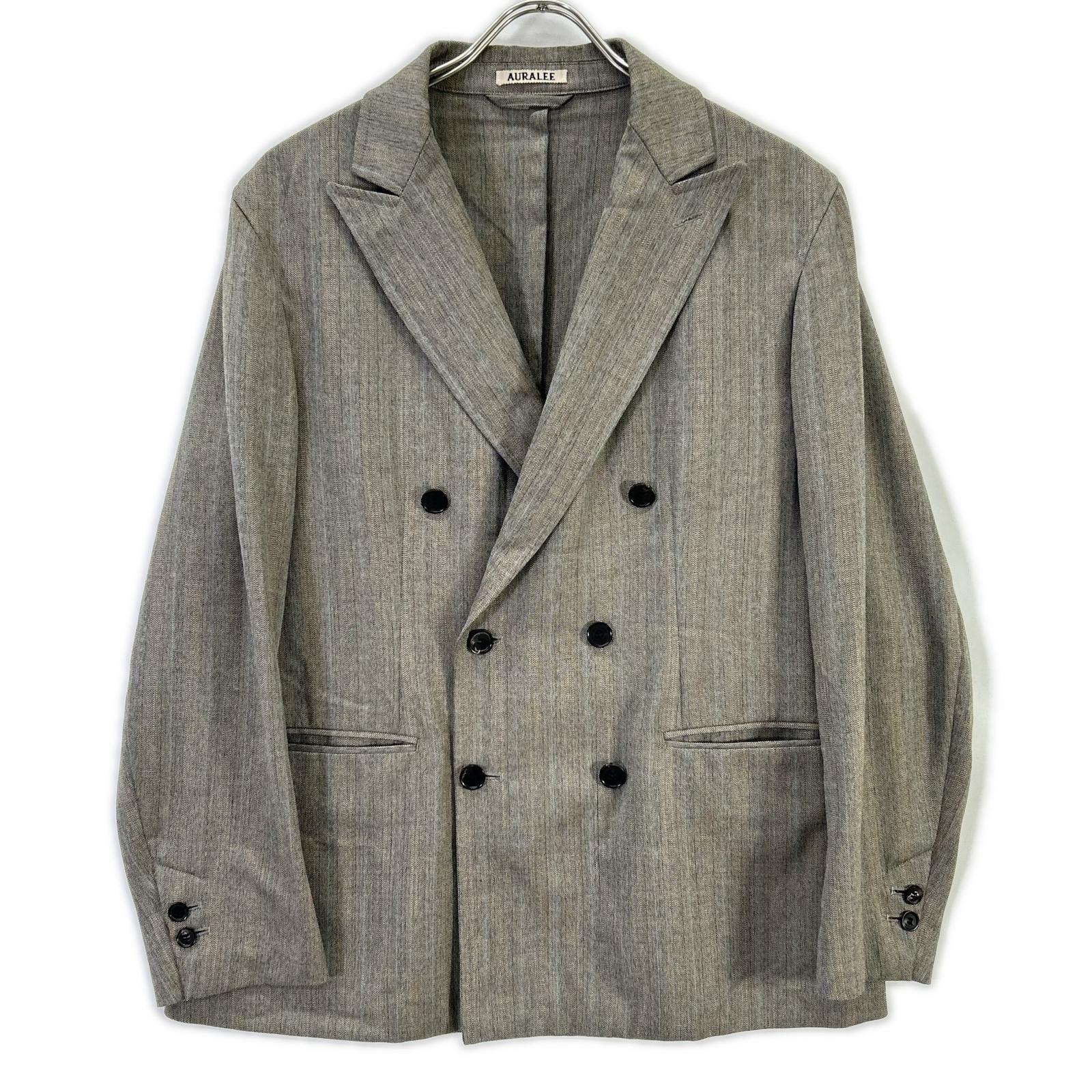 AURALEE オーラリー A8SJ01WH グレー WOOL SILK HERRINGBONE DOUBLE-BREASTED JACKET ジャケット