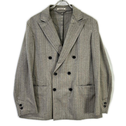 AURALEE オーラリー A8SJ01WH グレー WOOL SILK HERRINGBONE DOUBLE-BREASTED JACKET ジャケット