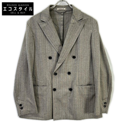 AURALEE オーラリー A8SJ01WH グレー WOOL SILK HERRINGBONE DOUBLE-BREASTED JACKET ジャケット