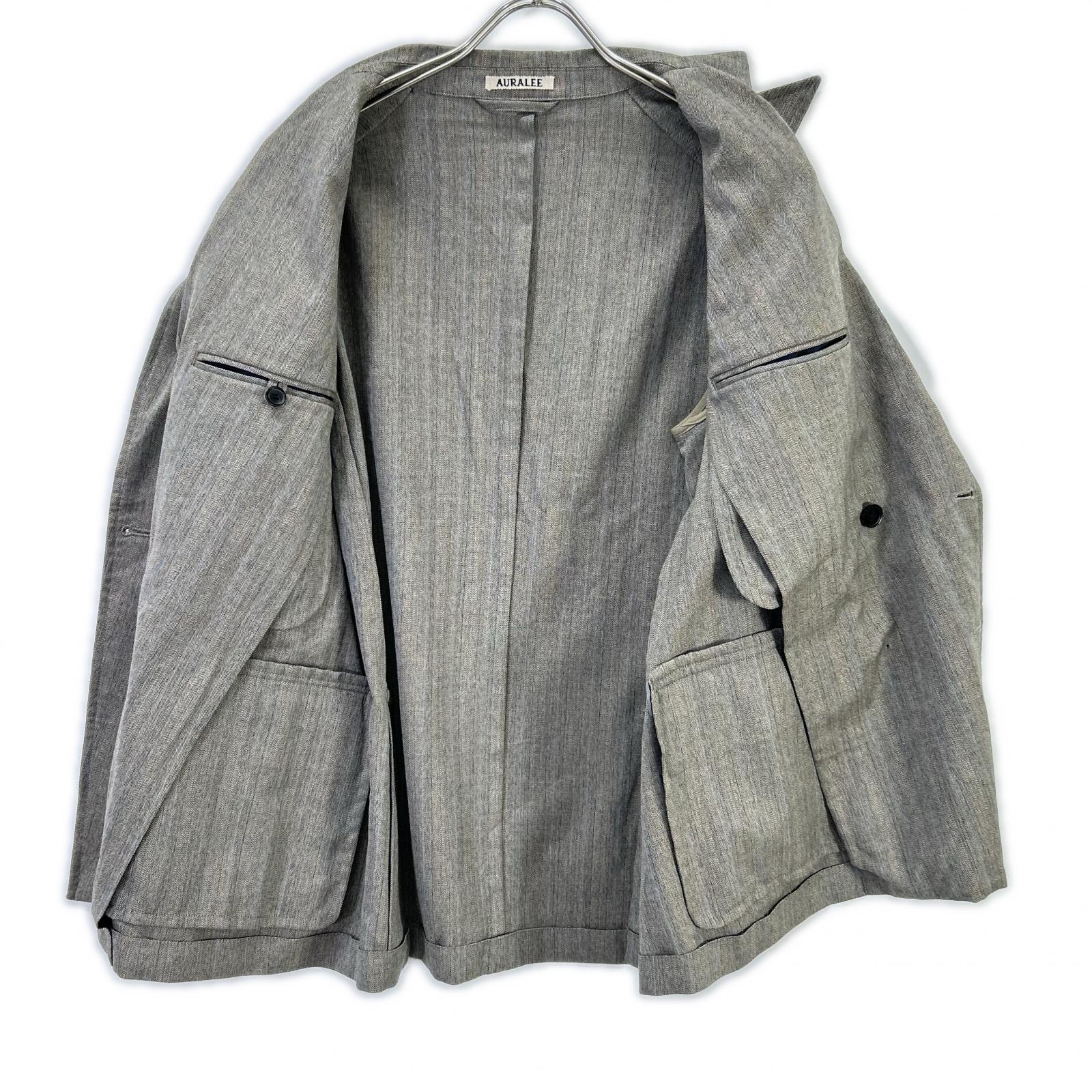 AURALEE オーラリー A8SJ01WH グレー WOOL SILK HERRINGBONE DOUBLE-BREASTED JACKET ジャケット