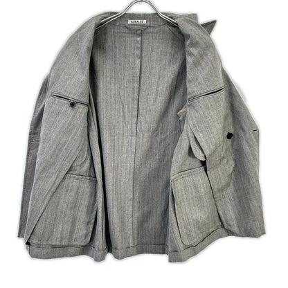 AURALEE オーラリー A8SJ01WH グレー WOOL SILK HERRINGBONE DOUBLE-BREASTED JACKET ジャケット