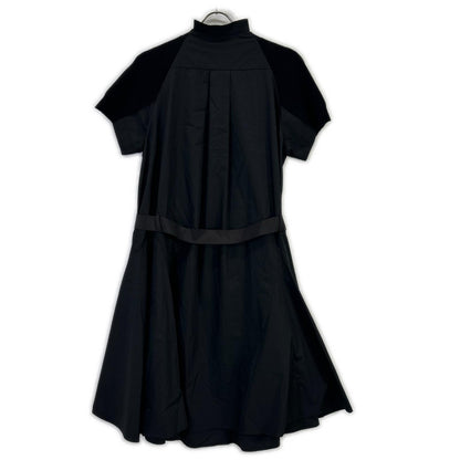 sacai サカイ SCW-083 ブラック コットン ニットドッキング レイヤードシャツワンピース ワンピース