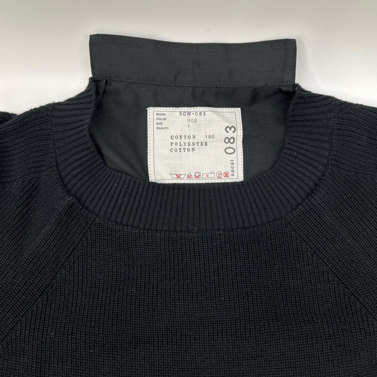 sacai サカイ SCW-083 ブラック コットン ニットドッキング レイヤードシャツワンピース ワンピース