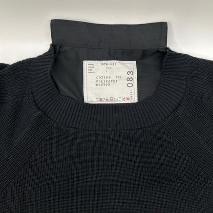 sacai サカイ SCW-083 ブラック コットン ニットドッキング レイヤードシャツワンピース ワンピース
