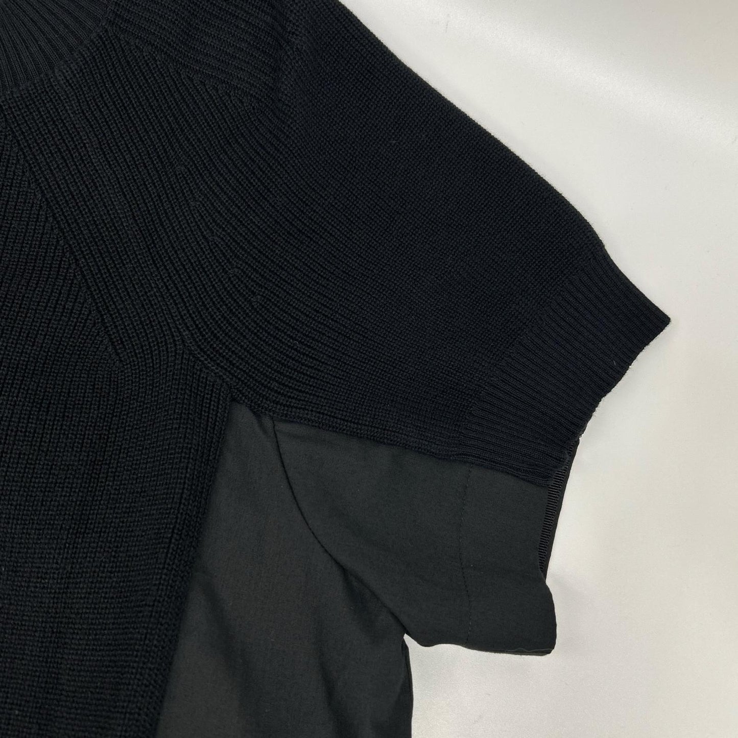 sacai サカイ SCW-083 ブラック コットン ニットドッキング レイヤードシャツワンピース ワンピース