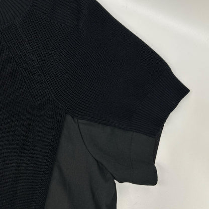 sacai サカイ SCW-083 ブラック コットン ニットドッキング レイヤードシャツワンピース ワンピース