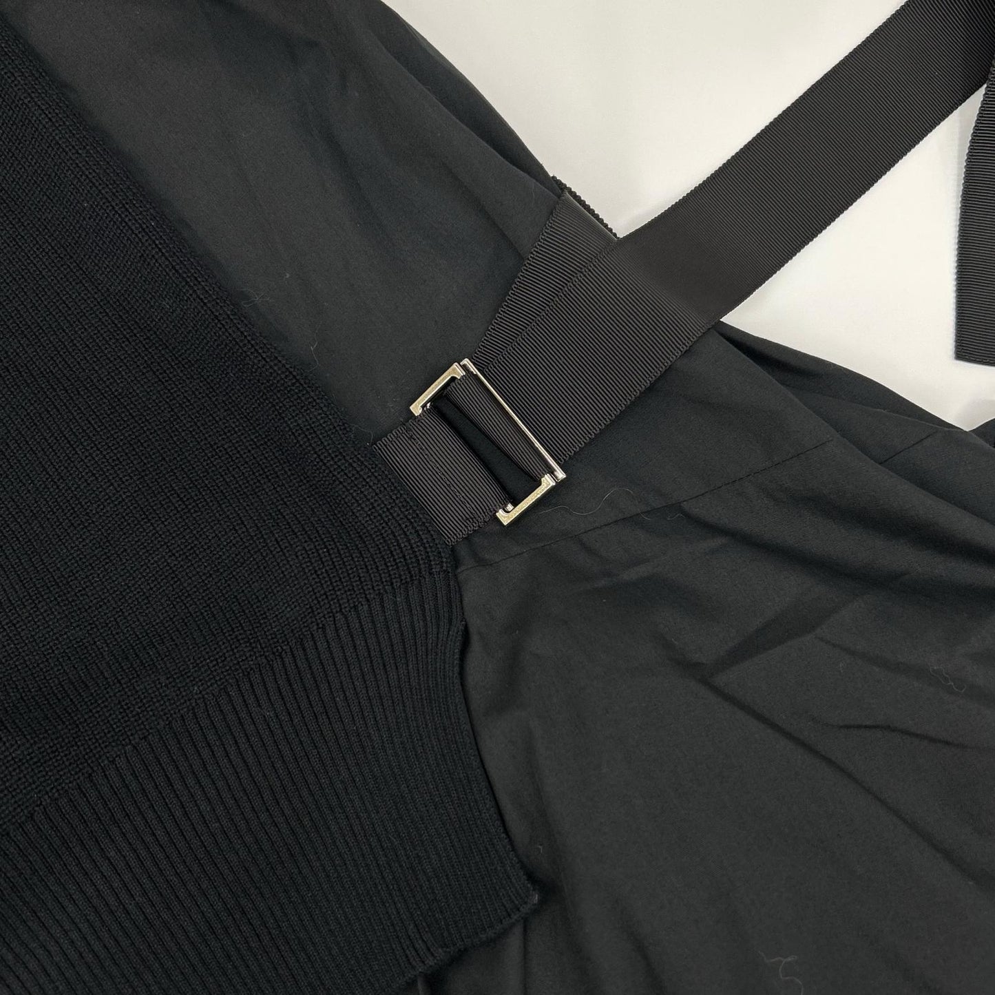sacai サカイ SCW-083 ブラック コットン ニットドッキング レイヤードシャツワンピース ワンピース