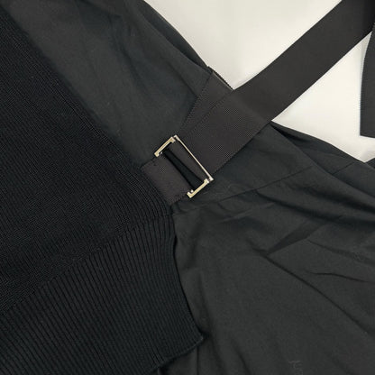 sacai サカイ SCW-083 ブラック コットン ニットドッキング レイヤードシャツワンピース ワンピース