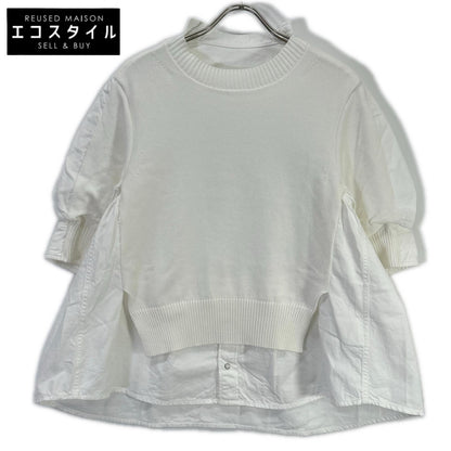 sacai サカイ 25SS 25-07722 ホワイト レイヤード Popeline Knit Pullover/ポプリンニットプルオーバー トップス