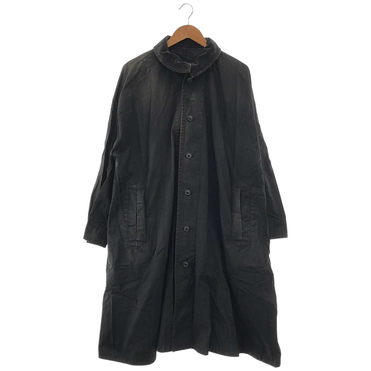 Porter Classic Black corduroy-collar swing coat, top