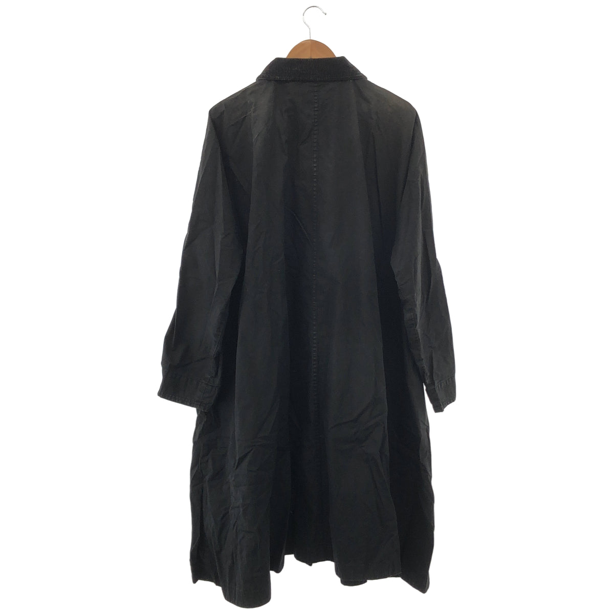 Porter Classic Black corduroy-collar swing coat, top