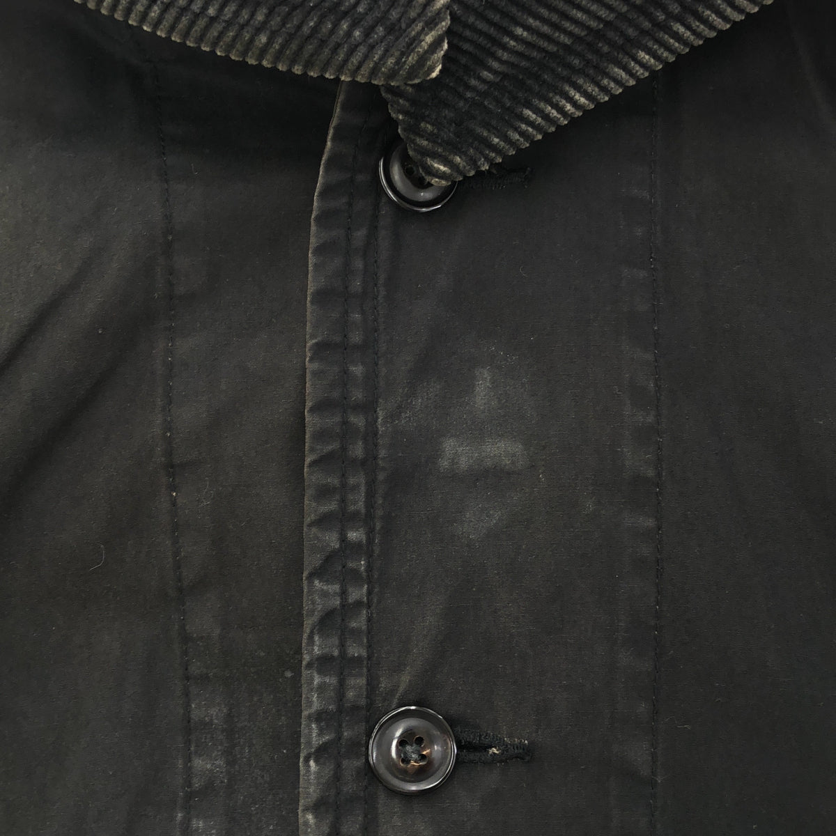 Porter Classic Black corduroy-collar swing coat, top