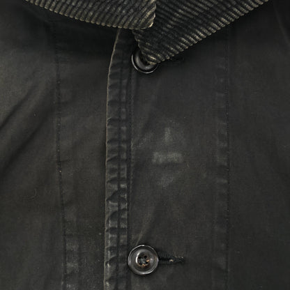Porter Classic Black corduroy-collar swing coat, top