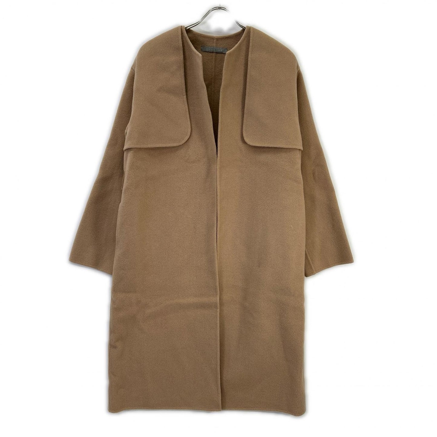 theory luxe セオリーリュクス キャメル ウール ヨークデザイン ベルテッド ダブルフェイスノーカラーコート コート