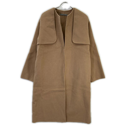 theory luxe セオリーリュクス キャメル ウール ヨークデザイン ベルテッド ダブルフェイスノーカラーコート コート