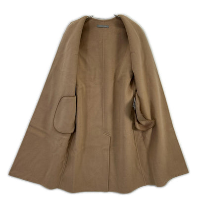theory luxe セオリーリュクス キャメル ウール ヨークデザイン ベルテッド ダブルフェイスノーカラーコート コート