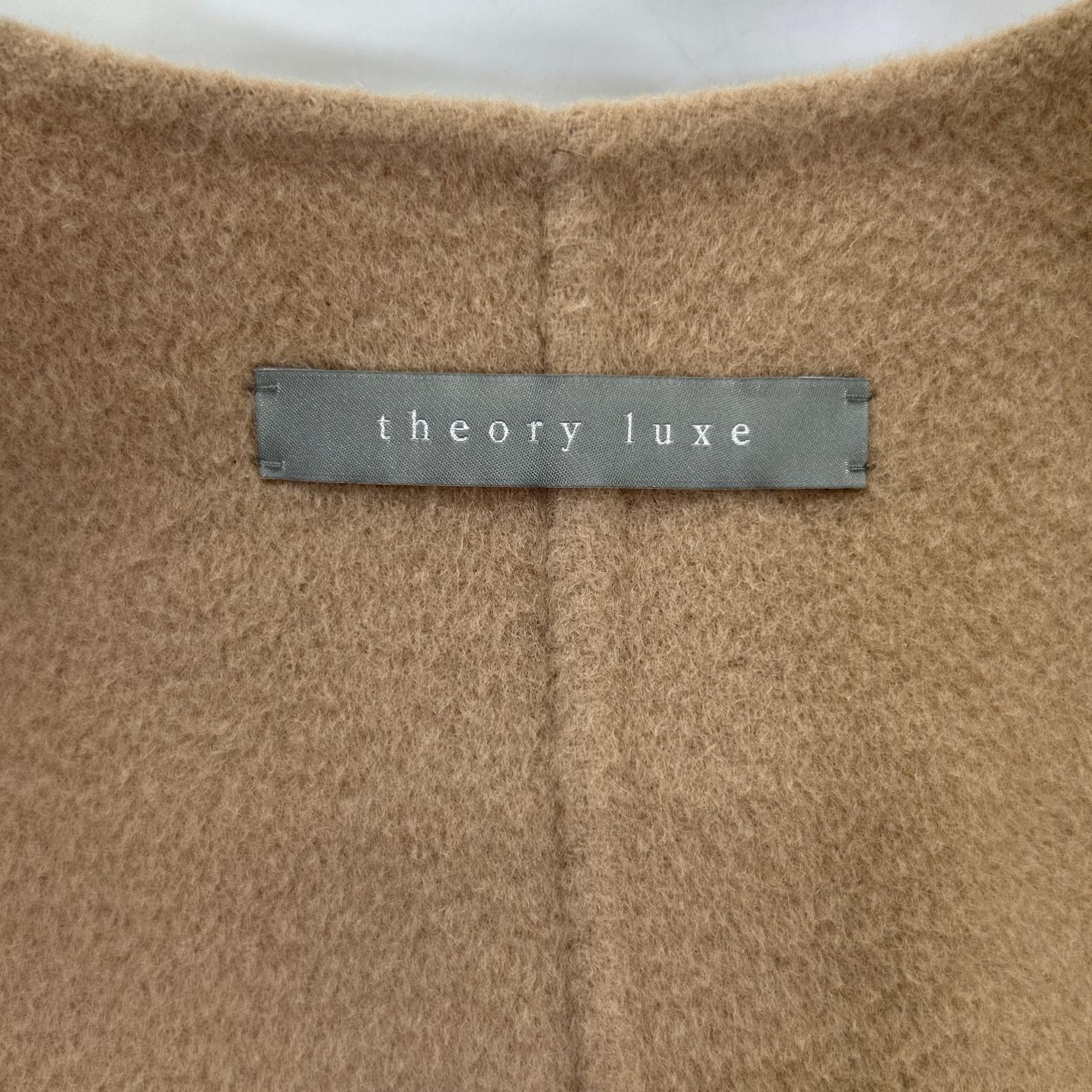 theory luxe セオリーリュクス キャメル ウール ヨークデザイン ベルテッド ダブルフェイスノーカラーコート コート