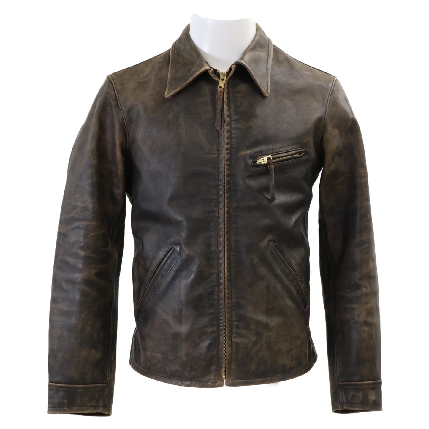 RRL ダブルアールエル 【美品/国内正規】782839937001 ヴィンテージ加工 チェックライニング フルグレイン カウハイドジャケット ジャケット