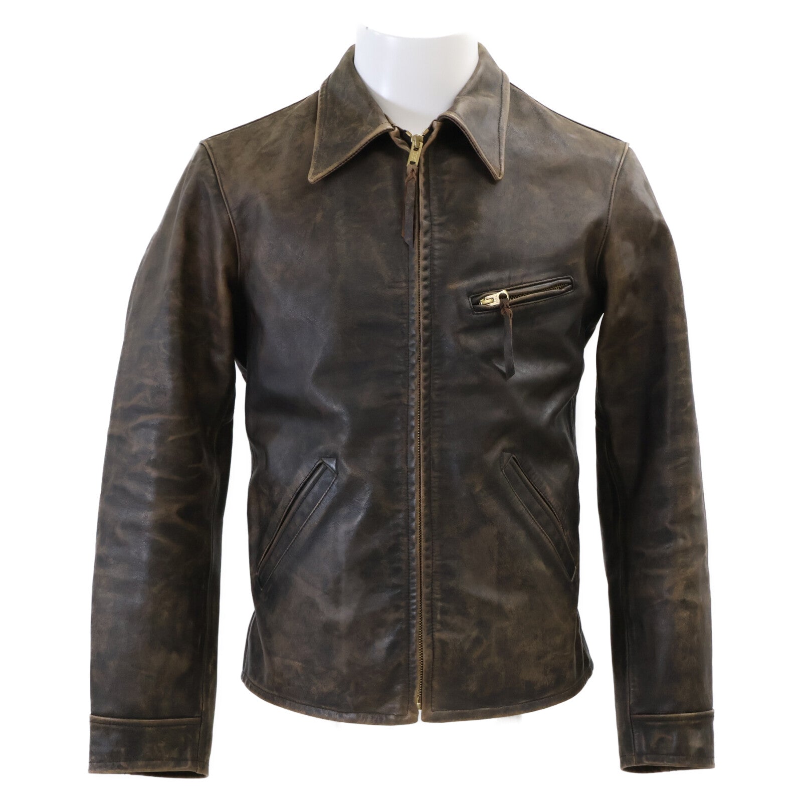 RRL ダブルアールエル 【美品/国内正規】782839937001 ヴィンテージ加工 チェックライニング フルグレイン カウハイドジャケット ジャケット