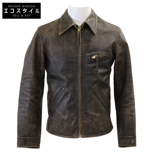 RRL ダブルアールエル 【美品/国内正規】782839937001 ヴィンテージ加工 チェックライニング フルグレイン カウハイドジャケット ジャケット