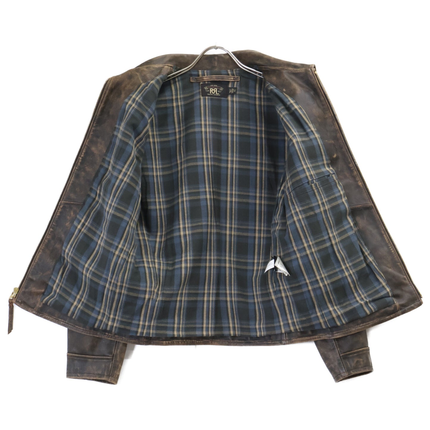 RRL ダブルアールエル 【美品/国内正規】782839937001 ヴィンテージ加工 チェックライニング フルグレイン カウハイドジャケット ジャケット
