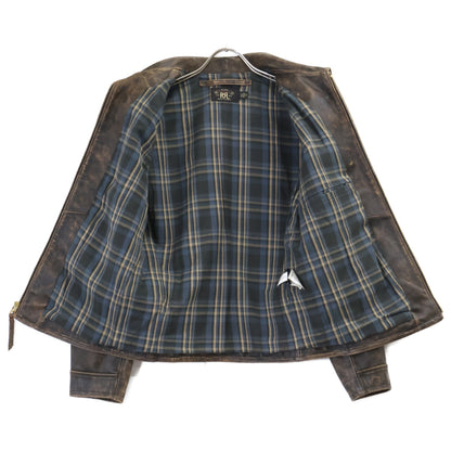 RRL ダブルアールエル 【美品/国内正規】782839937001 ヴィンテージ加工 チェックライニング フルグレイン カウハイドジャケット ジャケット