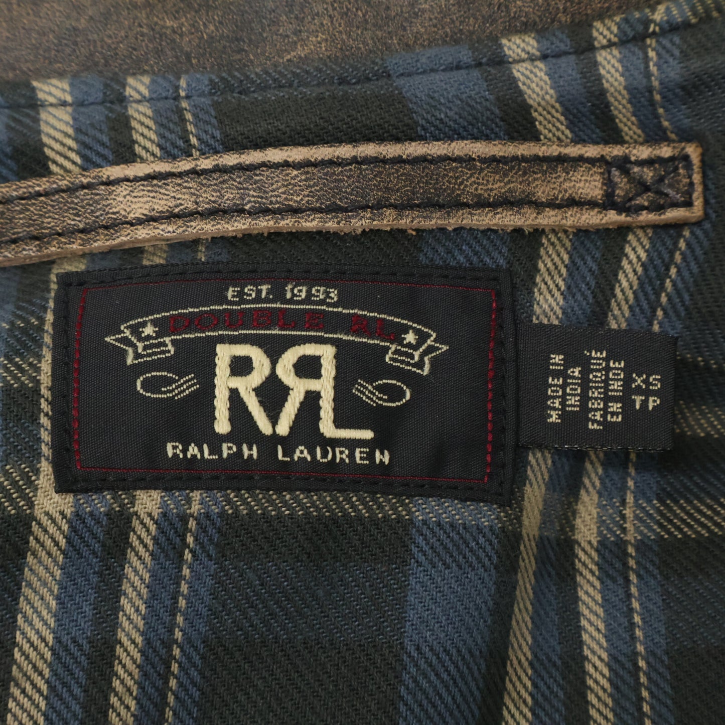 RRL ダブルアールエル 【美品/国内正規】782839937001 ヴィンテージ加工 チェックライニング フルグレイン カウハイドジャケット ジャケット
