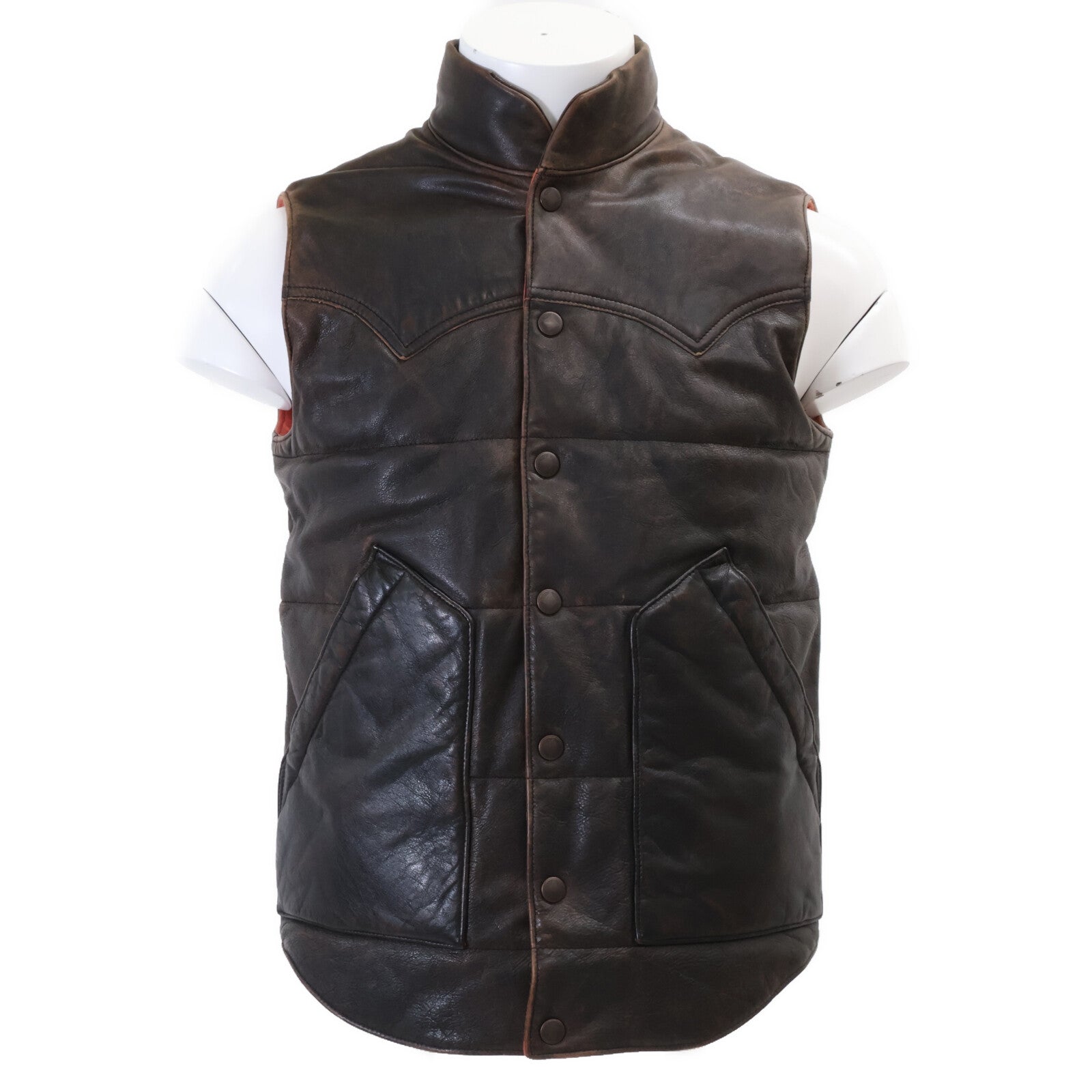 RRL ダブルアールエル 【美品/国内正規】782840813001 ヴィンテージ加工 フルグレイン カウハイド ベスト