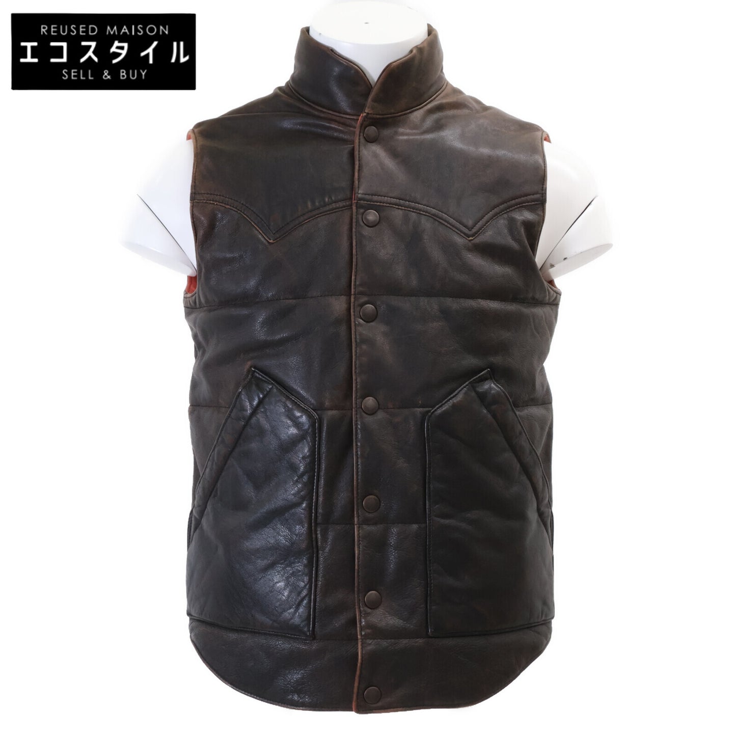 RRL ダブルアールエル 【美品/国内正規】782840813001 ヴィンテージ加工 フルグレイン カウハイド ベスト