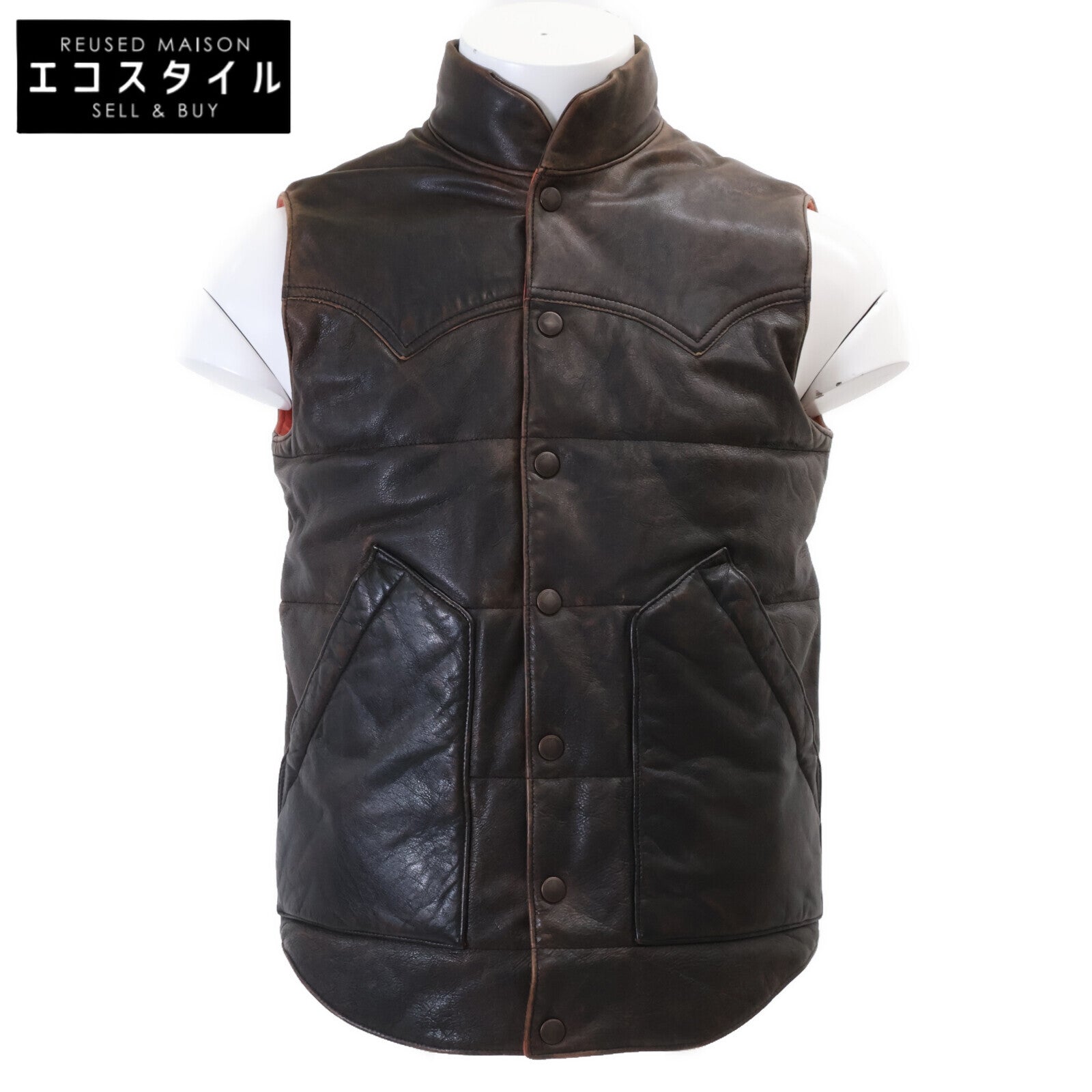 RRL ダブルアールエル 【美品/国内正規】782840813001 ヴィンテージ加工 フルグレイン カウハイド ベスト